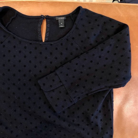 J. CREW Black Velvet Polka Dot Ponte Top XS - Picture 6 of 14
